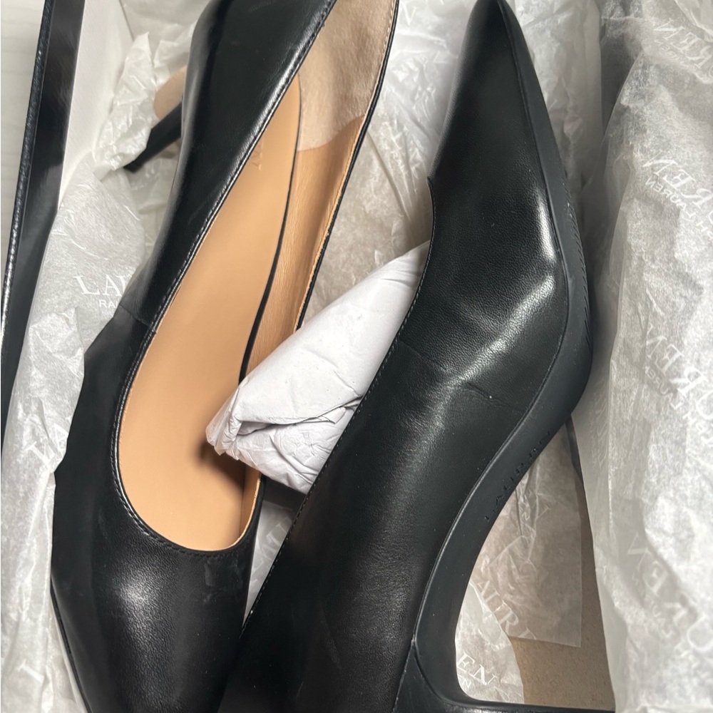 Ralph Lauren Black Leather  Heels
